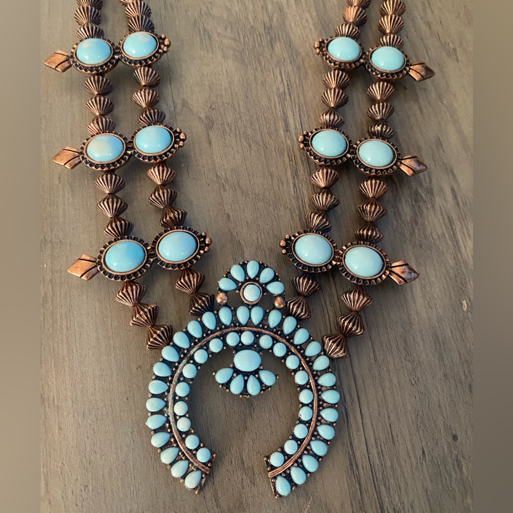 Squash Blossom Turquoise Necklace